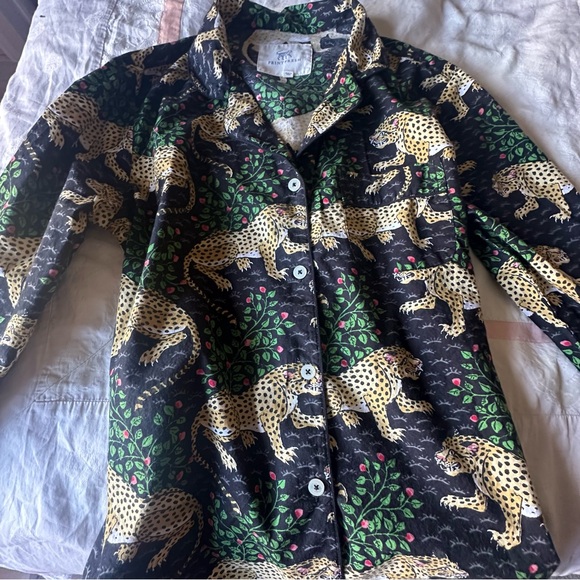 Printfresh Leopard Print Pajama Set with Green and Pink Accents - Picture 3 of 7